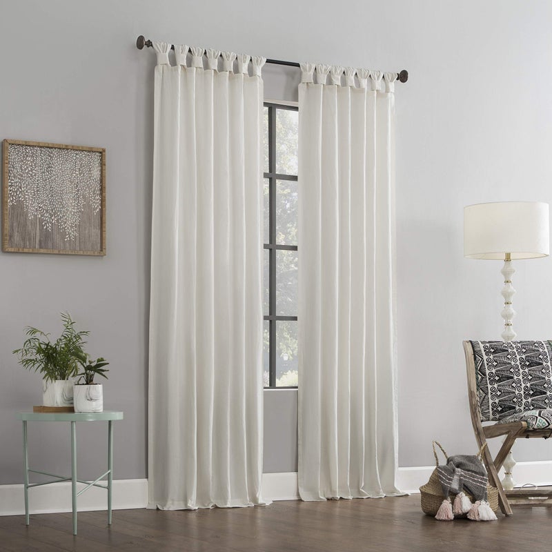 Archaeo Washed Cotton Twist Tab Curtain, 52" x 84", Cream - Image 5